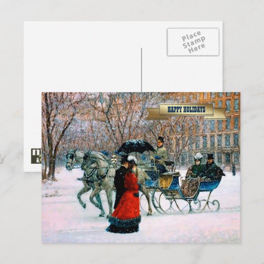 Kerstmis op de Parisiaanse Winterscène Feestdagenkaart (Voorkant / Achterkant)