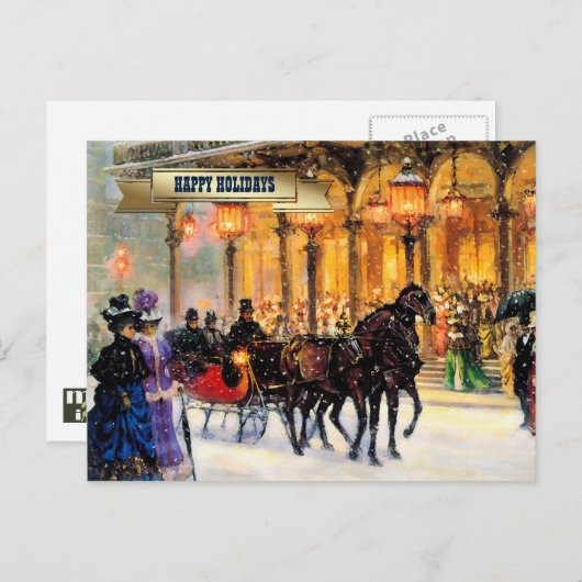  Kerstmis op de Parisiaanse Winterscène Feestdagenkaart (Voorkant / Achterkant)