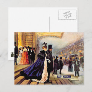 Kerstmis op de Parisiaanse Winterscène Feestdagenkaart