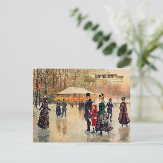  Kerstmis op de Parisiaanse Winterscène Feestdagenkaart (Staand voorkant)