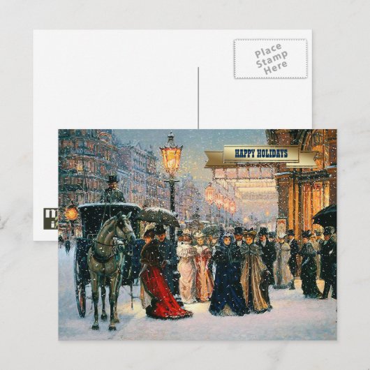  Kerstmis op de Parisiaanse Winterscène Feestdagenkaart (Voorkant / Achterkant)