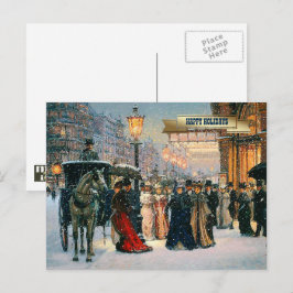 Kerstmis op de Parisiaanse Winterscène Feestdagenkaart