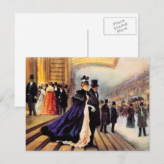 Kerstmis op de Parisiaanse Winterscène Feestdagenkaart (Voorkant / Achterkant)