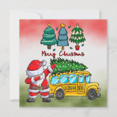 Kerstmis op de schoolbus voor de chauffeur feestdagenkaart (Voorkant)