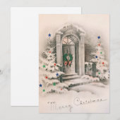 Kerstmis op de stoep Vintage  Feestdagenkaart (Voorkant / Achterkant)