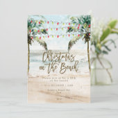 Kerstmis op de uitnodiging van het strandpartij (Staand voorkant)