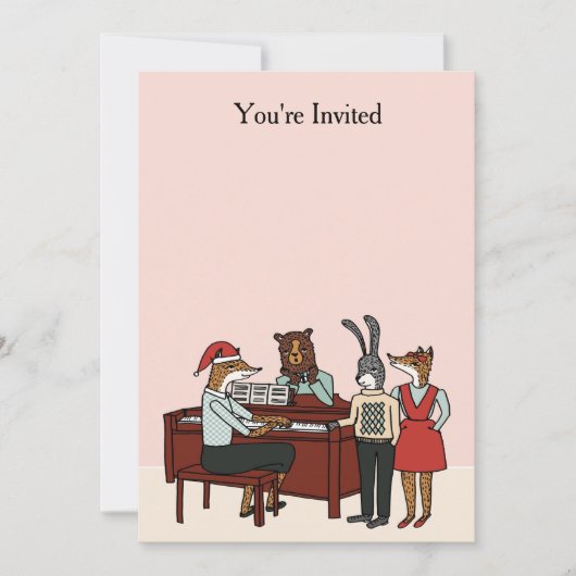 Kerstmis op de uitnodiging van Piano (Voorkant)