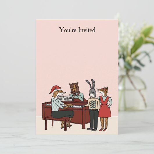 Kerstmis op de uitnodiging van Piano (Staand voorkant)