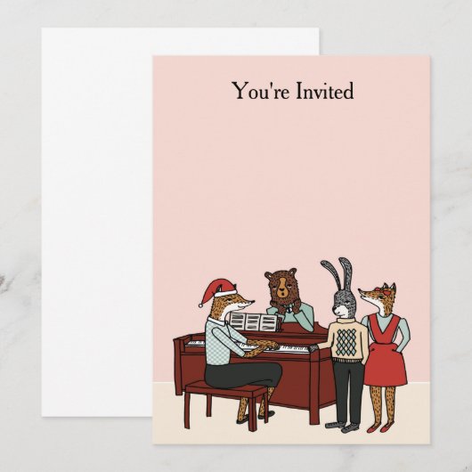 Kerstmis op de uitnodiging van Piano (Voorkant / Achterkant)