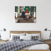 Kerstmis op de voorportiek, omwikkeld canvas afdruk (Insitu (Slaapkamer))