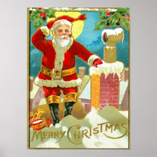 Kerstmis op een schoorsteen poster