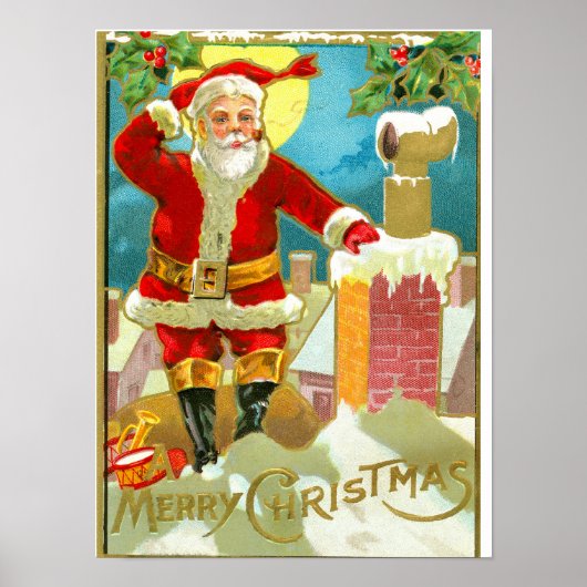 Kerstmis op een schoorsteen poster (Voorkant)