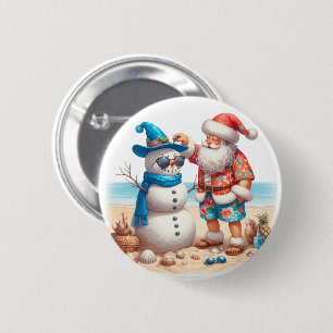 Kerstmis op een tropisch eiland met Sinterklaas en Ronde Button 5,7 Cm
