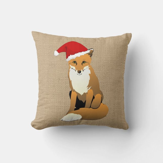 Kerstmis op Faux Burlap Pillow Kussen (Voorkant)