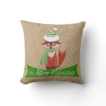 Kerstmis op Faux Burlap Pillow