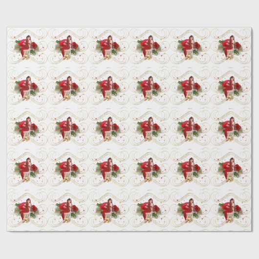 Kerstmis op goud cadeaupapier (Vlak)