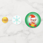 Kerstmis op groen en rood, hart en sneeuwvlok confetti (Achterkanten)