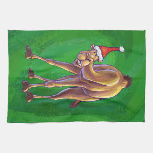 Kerstmis op groen theedoek