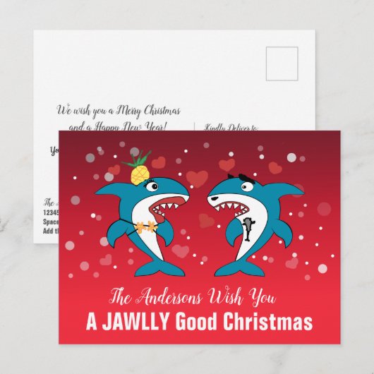 Kerstmis op Haaienjacht Feestdagenkaart (Voorkant / Achterkant)