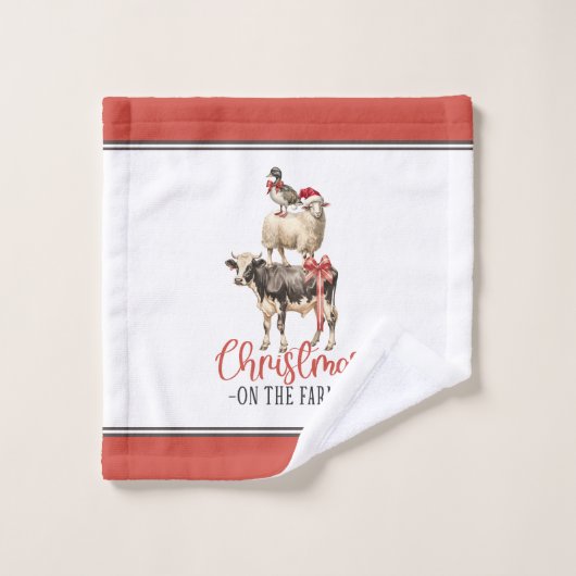 Kerstmis op het Boerderij Barnyard Animal Bad Handdoek (Wasdoekje)