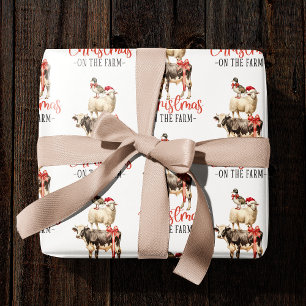 Kerstmis op het Boerderij Barnyard Animal Cadeaupapier