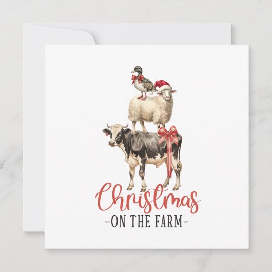 Kerstmis op het Boerderij Barnyard Animal Feestdagenkaart (Voorkant)