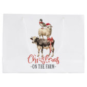 Kerstmis op het Boerderij Barnyard Animal Groot Cadeauzakje (Achterkant)