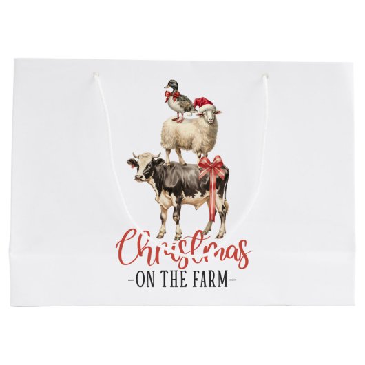 Kerstmis op het Boerderij Barnyard Animal Groot Cadeauzakje (Achterkant)