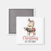 Kerstmis op het Boerderij Barnyard Animal Magneet (Voorkant / Achterkant)