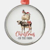 Kerstmis op het Boerderij Barnyard Animal Metalen Ornament (Voorkant)