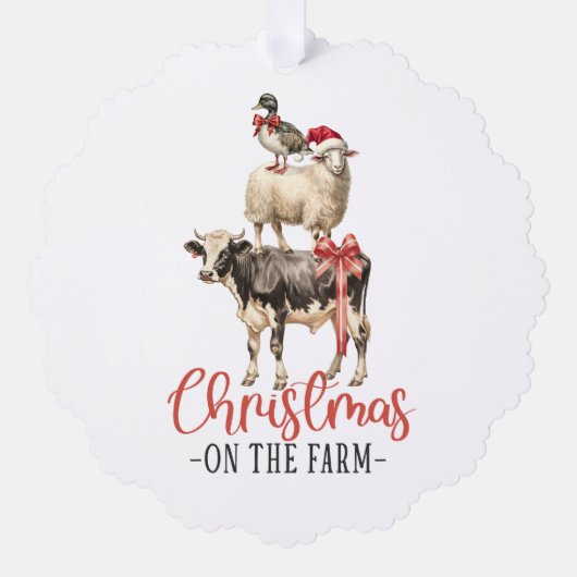 Kerstmis op het Boerderij Barnyard Animal Ornament Kaart (Voorkant)
