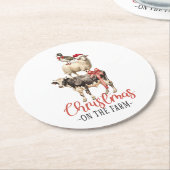 Kerstmis op het Boerderij Barnyard Animal Ronde Kartonnen Onderzetter (Gebogen)