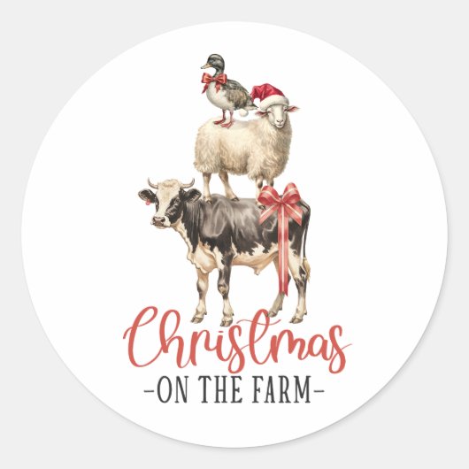 Kerstmis op het Boerderij Barnyard Animal Ronde Sticker (Voorkant)