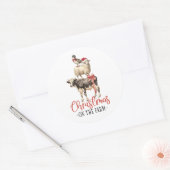 Kerstmis op het Boerderij Barnyard Animal Ronde Sticker (Envelop)