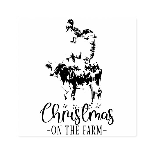 Kerstmis op het Boerderij Barnyard Animal Rubberstempel (Afrduk)