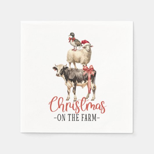 Kerstmis op het Boerderij Barnyard Animal Servet (Voorkant)