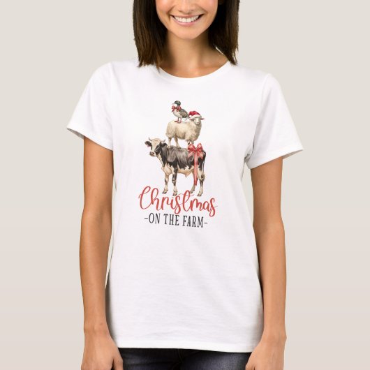 Kerstmis op het Boerderij Barnyard Animal T-shirt (Voorkant)