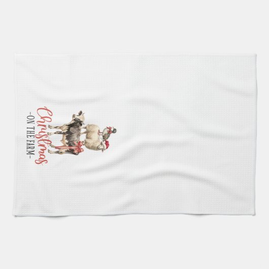 Kerstmis op het Boerderij Barnyard Animal Theedoek (Horizontaal)