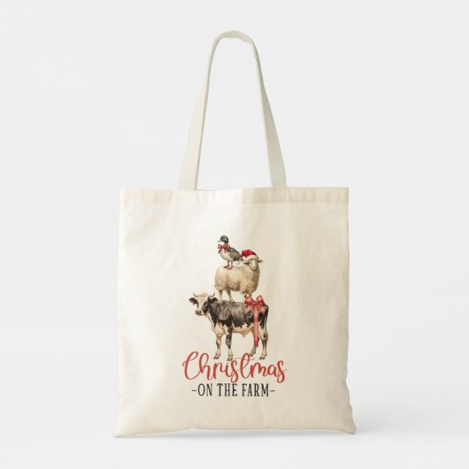 Kerstmis op het Boerderij Barnyard Animal Tote Bag (Achterkant)