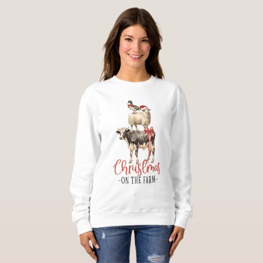 Kerstmis op het Boerderij Barnyard Animal Trui (Voorkant volledig)