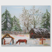 Kerstmis op het Boerderij Cadeaupapier (Vlak)