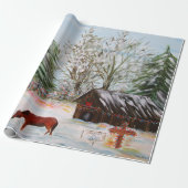 Kerstmis op het Boerderij Cadeaupapier (Uitgerold)