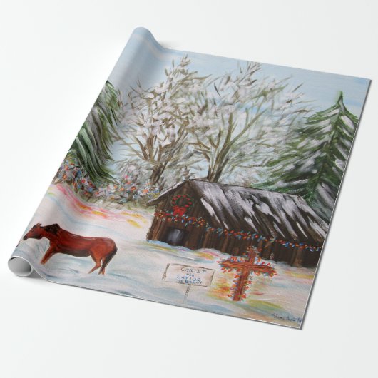 Kerstmis op het Boerderij Cadeaupapier (Uitgerold)