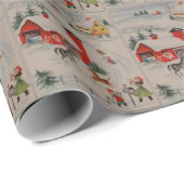 Kerstmis op het boerderij gepantserde feest cadeaupapier (Rol Hoek)