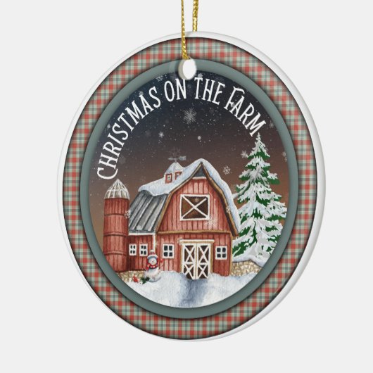 Kerstmis op het Boerderij Keramisch Ornament (Links)