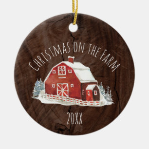 Kerstmis op het Boerderij met keramische siervoorw Keramisch Ornament