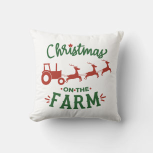Kerstmis op het Boerderij met tractor en rendier Kussen