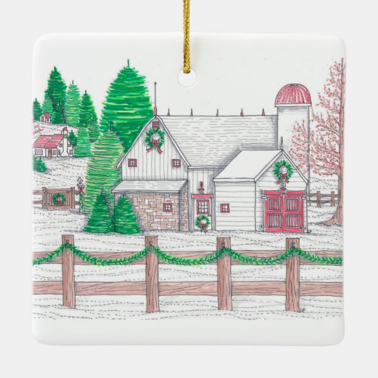 Kerstmis op het Boerderij Ornament (Achterkant)