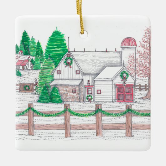 Kerstmis op het Boerderij Ornament (Voorkant)