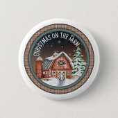 Kerstmis op het Boerderij Ronde Button 5,7 Cm (Voorkant)